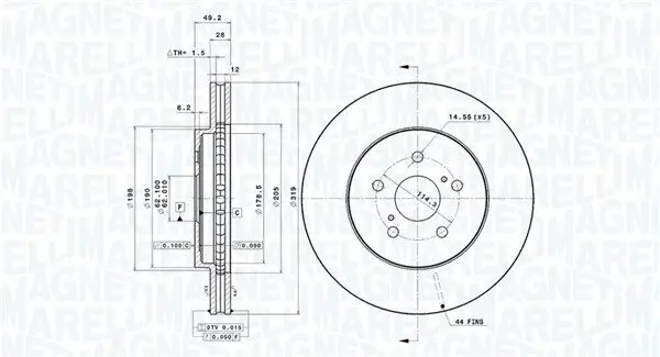 Bremsscheibe Vorderachse MAGNETI MARELLI 360406069701