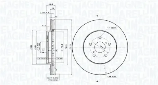 Bremsscheibe Vorderachse MAGNETI MARELLI 360406069701 Bild Bremsscheibe Vorderachse MAGNETI MARELLI 360406069701