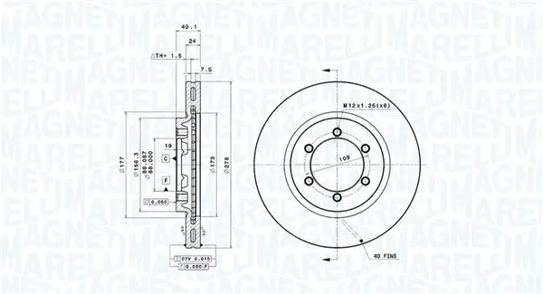 Bremsscheibe Vorderachse MAGNETI MARELLI 360406071301