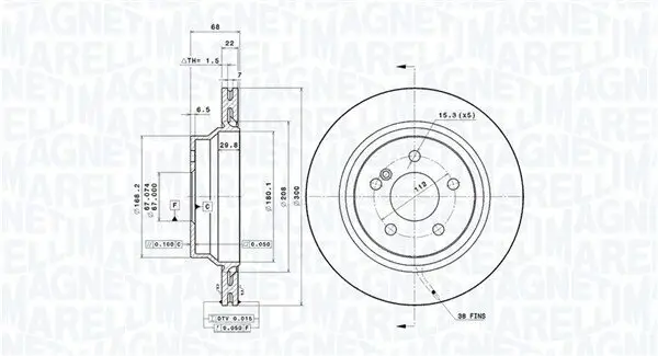 Bremsscheibe MAGNETI MARELLI 360406071601