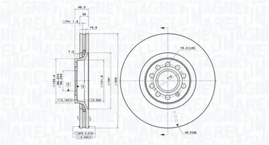 Bremsscheibe Vorderachse MAGNETI MARELLI 360406075201 Bild Bremsscheibe Vorderachse MAGNETI MARELLI 360406075201