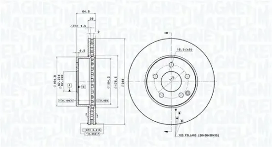 Bremsscheibe Vorderachse MAGNETI MARELLI 360406076800 Bild Bremsscheibe Vorderachse MAGNETI MARELLI 360406076800