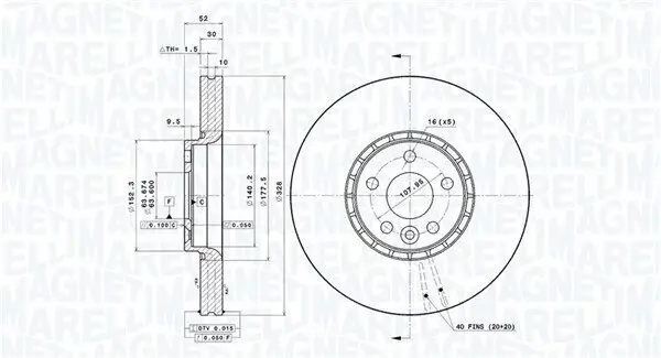 Bremsscheibe Vorderachse MAGNETI MARELLI 360406081101