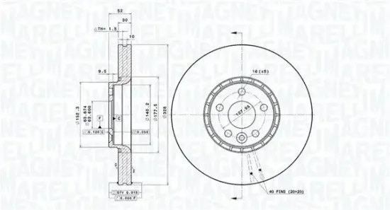 Bremsscheibe Vorderachse MAGNETI MARELLI 360406081101 Bild Bremsscheibe Vorderachse MAGNETI MARELLI 360406081101