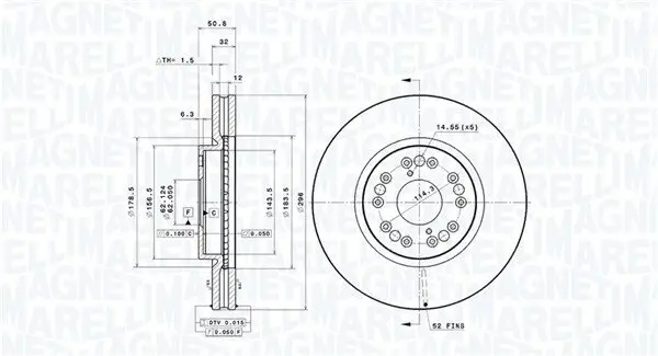 Bremsscheibe Vorderachse MAGNETI MARELLI 360406090101