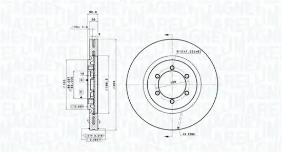 Bremsscheibe Vorderachse MAGNETI MARELLI 360406093301 Bild Bremsscheibe Vorderachse MAGNETI MARELLI 360406093301