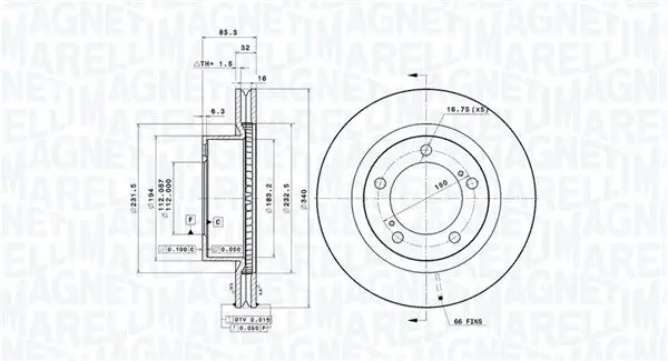 Bremsscheibe MAGNETI MARELLI 360406098301