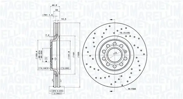 Bremsscheibe Vorderachse MAGNETI MARELLI 360406101901