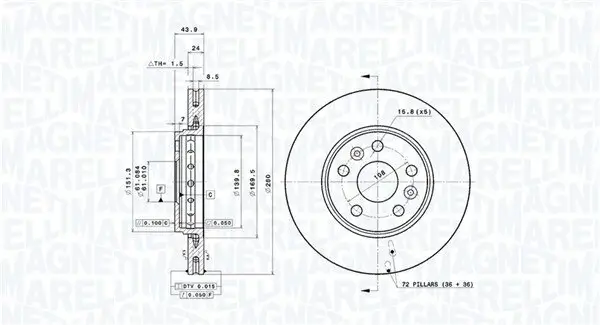 Bremsscheibe Vorderachse MAGNETI MARELLI 360406106901
