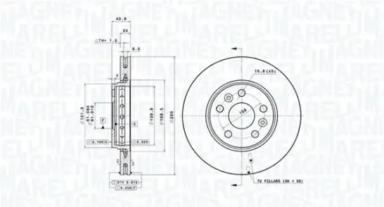 Bremsscheibe Vorderachse MAGNETI MARELLI 360406106901 Bild Bremsscheibe Vorderachse MAGNETI MARELLI 360406106901