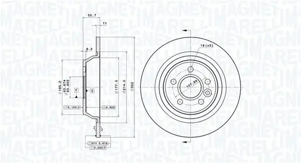 Bremsscheibe Hinterachse MAGNETI MARELLI 360406107001