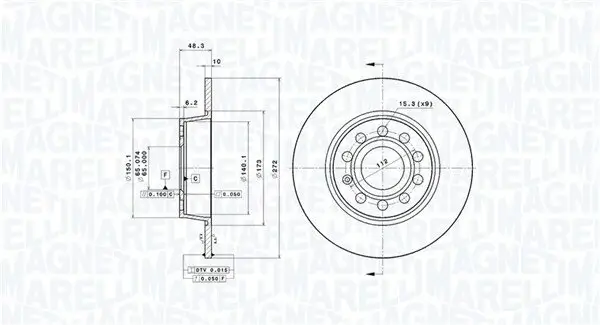 Bremsscheibe Hinterachse MAGNETI MARELLI 360406107801