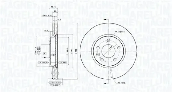 Bremsscheibe Vorderachse MAGNETI MARELLI 360406108701 Bild Bremsscheibe Vorderachse MAGNETI MARELLI 360406108701