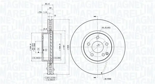 Bremsscheibe MAGNETI MARELLI 360406109401