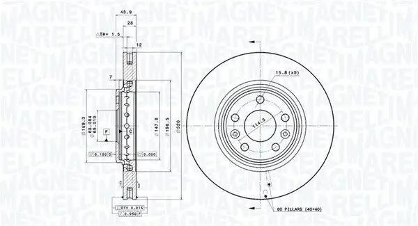 Bremsscheibe MAGNETI MARELLI 360406112101