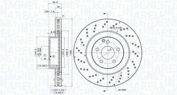 Bremsscheibe Vorderachse MAGNETI MARELLI 360406112701