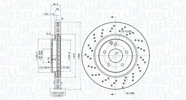 Bremsscheibe MAGNETI MARELLI 360406113001