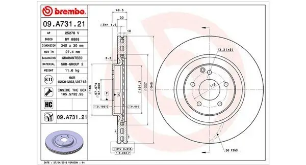 Bremsscheibe MAGNETI MARELLI 360406114501