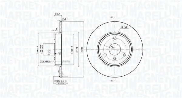 Bremsscheibe Vorderachse MAGNETI MARELLI 360406118801