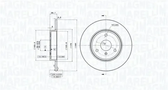 Bremsscheibe Vorderachse MAGNETI MARELLI 360406118801 Bild Bremsscheibe Vorderachse MAGNETI MARELLI 360406118801