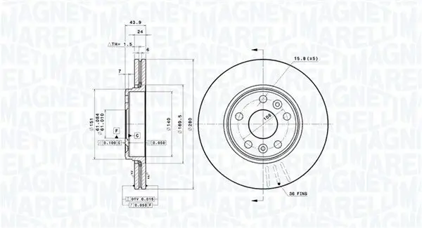 Bremsscheibe Vorderachse MAGNETI MARELLI 360406119201