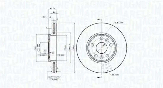 Bremsscheibe Vorderachse MAGNETI MARELLI 360406119201 Bild Bremsscheibe Vorderachse MAGNETI MARELLI 360406119201