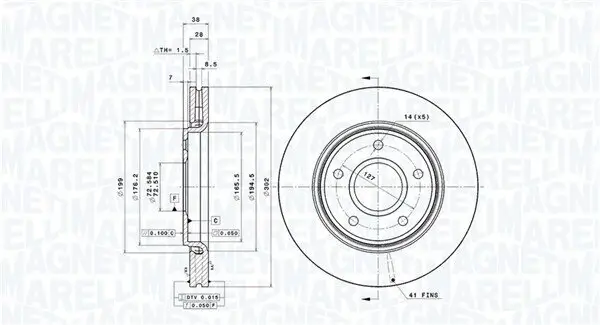 Bremsscheibe Vorderachse MAGNETI MARELLI 360406119601