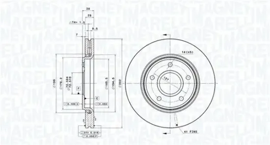 Bremsscheibe Vorderachse MAGNETI MARELLI 360406119601 Bild Bremsscheibe Vorderachse MAGNETI MARELLI 360406119601