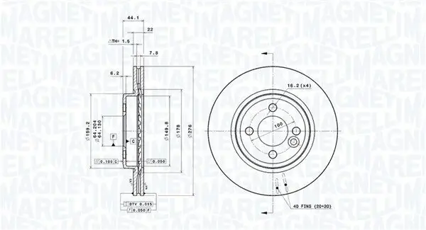 Bremsscheibe Vorderachse MAGNETI MARELLI 360406120301