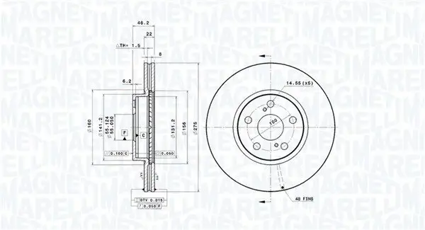 Bremsscheibe Vorderachse MAGNETI MARELLI 360406120401