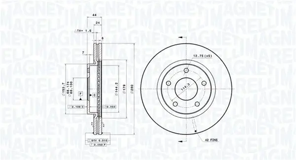 Bremsscheibe Vorderachse MAGNETI MARELLI 360406120801