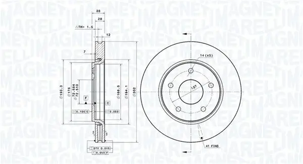 Bremsscheibe Vorderachse MAGNETI MARELLI 360406123201