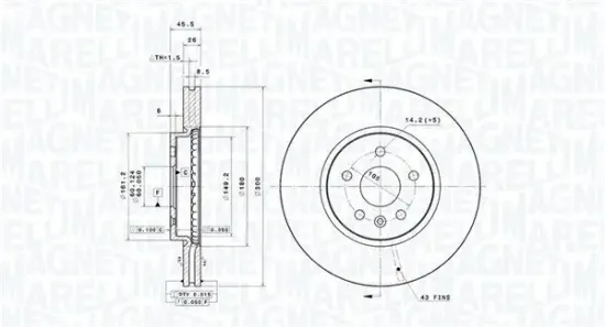 Bremsscheibe Vorderachse MAGNETI MARELLI 360406127601 Bild Bremsscheibe Vorderachse MAGNETI MARELLI 360406127601