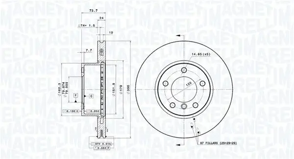 Bremsscheibe Vorderachse MAGNETI MARELLI 360406128201