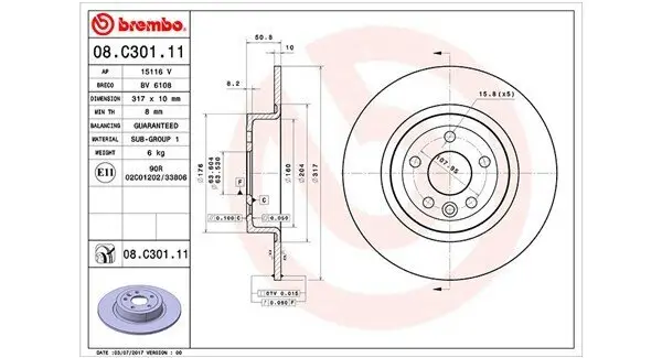Bremsscheibe Hinterachse MAGNETI MARELLI 360406138801