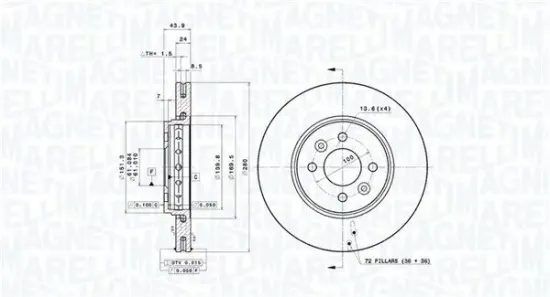 Bremsscheibe Vorderachse MAGNETI MARELLI 360406145601 Bild Bremsscheibe Vorderachse MAGNETI MARELLI 360406145601