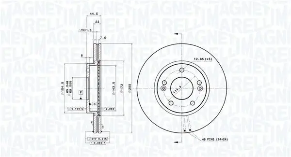 Bremsscheibe Vorderachse MAGNETI MARELLI 360406154301