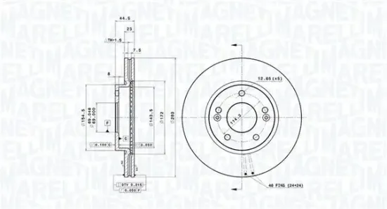 Bremsscheibe Vorderachse MAGNETI MARELLI 360406154301 Bild Bremsscheibe Vorderachse MAGNETI MARELLI 360406154301