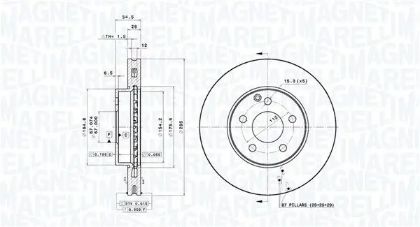 Bremsscheibe Vorderachse MAGNETI MARELLI 360406161401