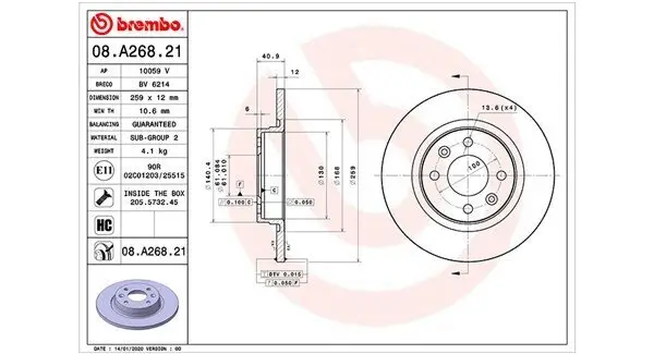 Bremsscheibe Vorderachse MAGNETI MARELLI 360406164101