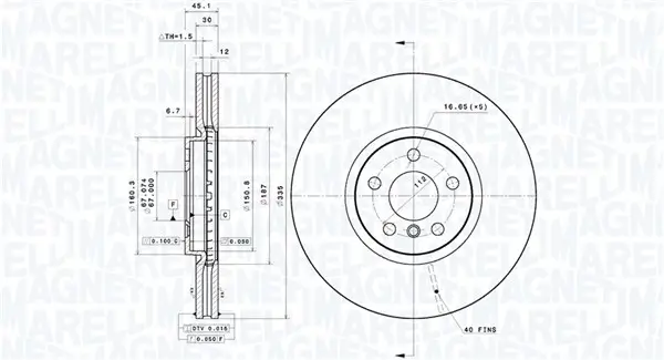 Bremsscheibe Vorderachse MAGNETI MARELLI 360406164701