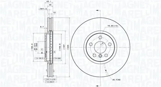 Bremsscheibe Vorderachse MAGNETI MARELLI 360406164701 Bild Bremsscheibe Vorderachse MAGNETI MARELLI 360406164701