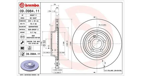 Bremsscheibe Hinterachse MAGNETI MARELLI 360406175001