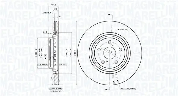 Bremsscheibe MAGNETI MARELLI 360406180601 Bild Bremsscheibe MAGNETI MARELLI 360406180601