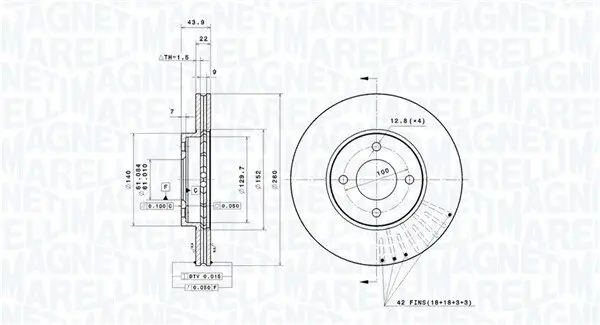 Bremsscheibe MAGNETI MARELLI 360406180701