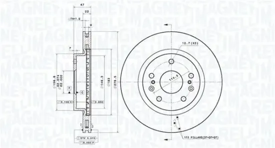 Bremsscheibe Vorderachse MAGNETI MARELLI 360406181001 Bild Bremsscheibe Vorderachse MAGNETI MARELLI 360406181001