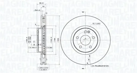 Bremsscheibe Vorderachse MAGNETI MARELLI 360406181601 Bild Bremsscheibe Vorderachse MAGNETI MARELLI 360406181601