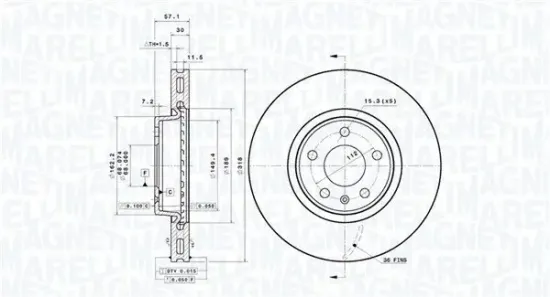 Bremsscheibe Vorderachse MAGNETI MARELLI 360406182001 Bild Bremsscheibe Vorderachse MAGNETI MARELLI 360406182001