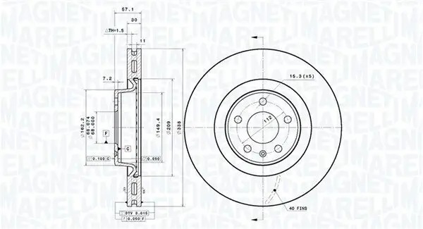 Bremsscheibe MAGNETI MARELLI 360406183601 Bild Bremsscheibe MAGNETI MARELLI 360406183601