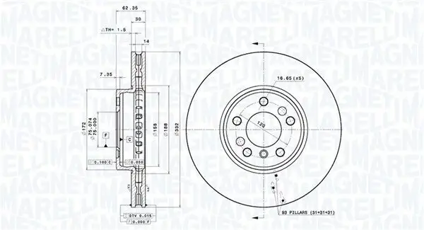 Bremsscheibe MAGNETI MARELLI 360406184601